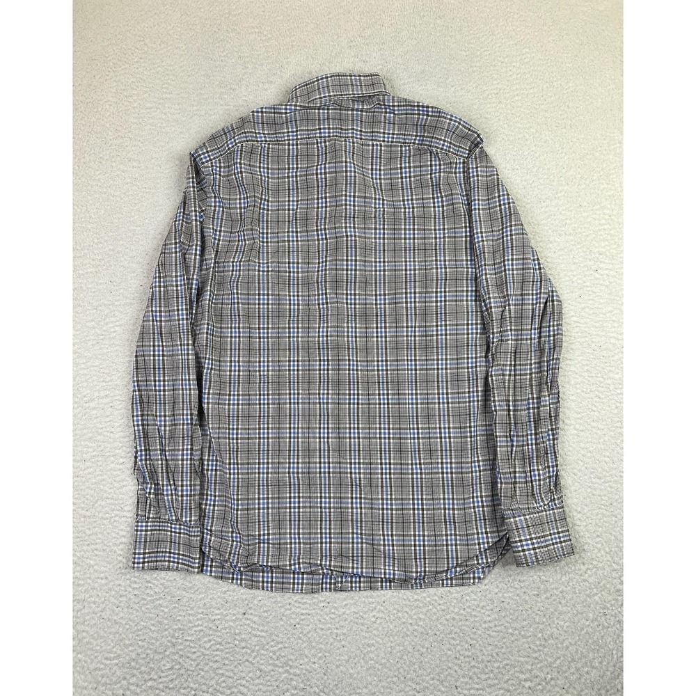 Isaia Napoli Shirt Mens 16 41 Blue Gray Plaid Long Sleeve Made In Italy Dress View 2